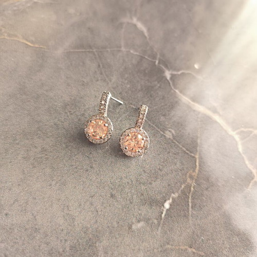 Rose gold earrings with strass new