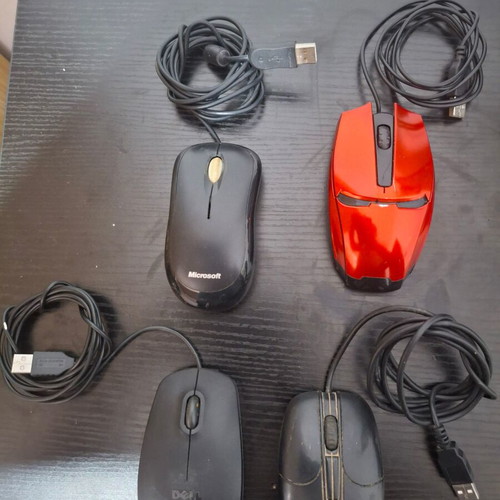 Pack of 4 Wired USB Computer Mice, functional