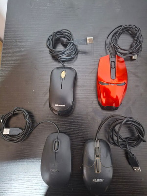 Pack of 4 Wired USB Computer Mice, functional