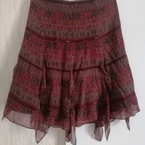 Peruvian Connection silk skirt new, colorful warm tones