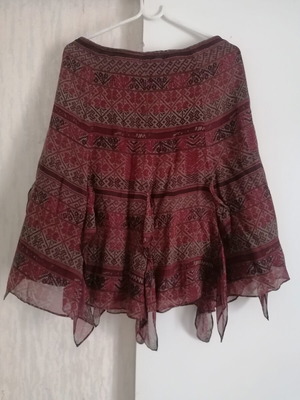 Peruvian Connection silk skirt new, colorful warm tones