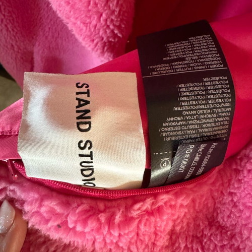 Stand Studio Teddy faux fur coat pink like new, size 42 IT