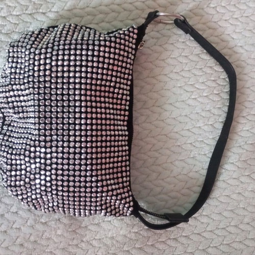 Zara black shoulder bag with studs and strass like new