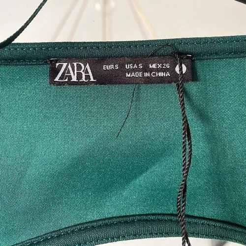 Zara corset crop top used, green, size S