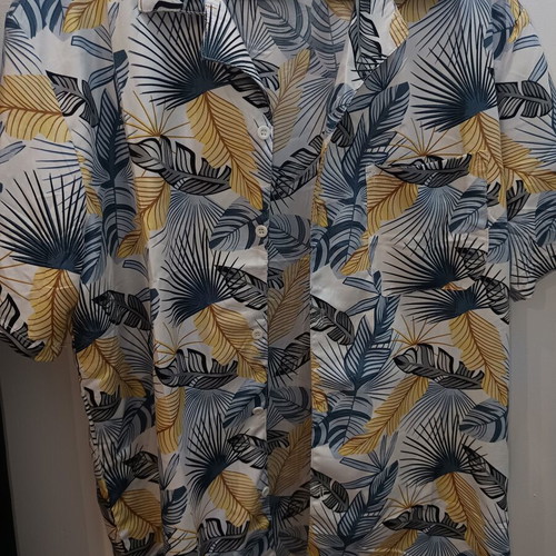 Men's Summer Shirt XXL white, short sleeve with chest pocket