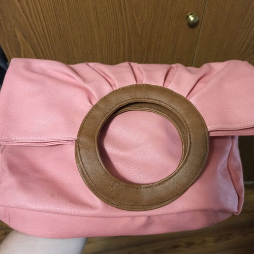 Veta bag used coral with brown details handheld