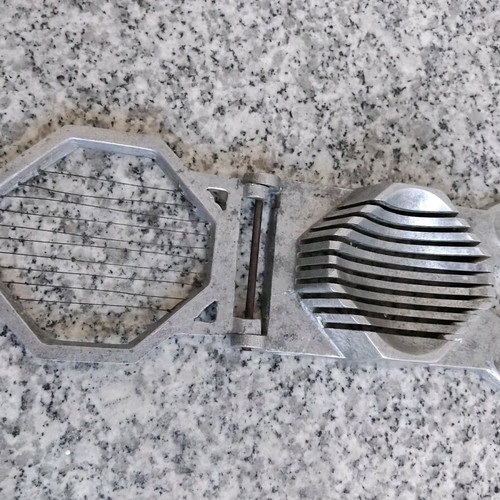 Vintage egg slicer used, aluminum and wire