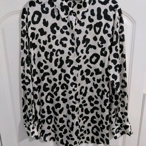 Zara animal print shirt used, size M, black and white