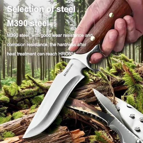 Hunting steel knife M390 new with wooden handle