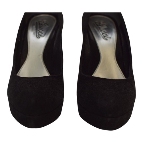 Gucci Black Suede Platform Pumps Used, Size 39