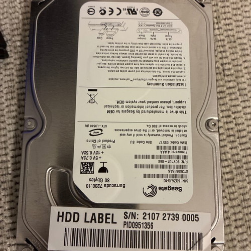 Seagate 7200.10 Sata 80Gb HDD used for Retro PC
