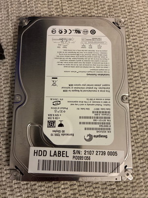 Seagate 7200.10 Sata 80Gb HDD used for Retro PC