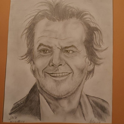 Jack Nicholson pencil portrait used without frame