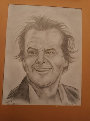 Jack Nicholson pencil portrait used without frame