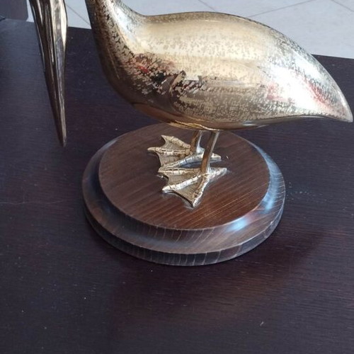 Decorative pelican bronze and wood new, Italian