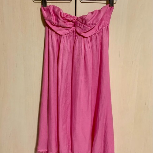 Celestino silk midi strapless dress fuchsia like new