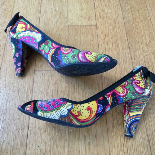 Peep toe colorful shoes used size 38