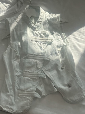 Japanese style denim top, tie dye, white and blue, size M