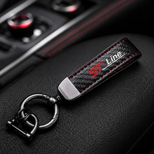 Leather Car Keychain ST Line Black Carbon Look new