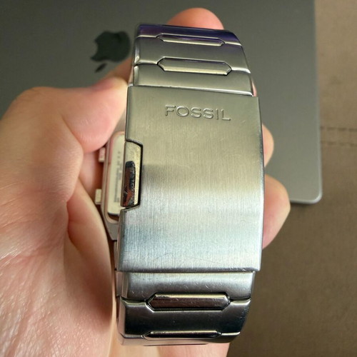 Fossil OLED JR-9465 watch like new, unisex, silver metal band