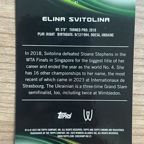 2025 Topps Chrome Elina Svitolina card like new, limited edition 149/150