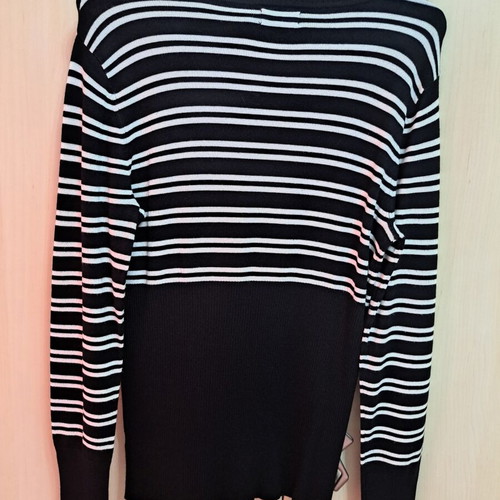 Guess women's cardigan black with white stripes new, cotton, size L