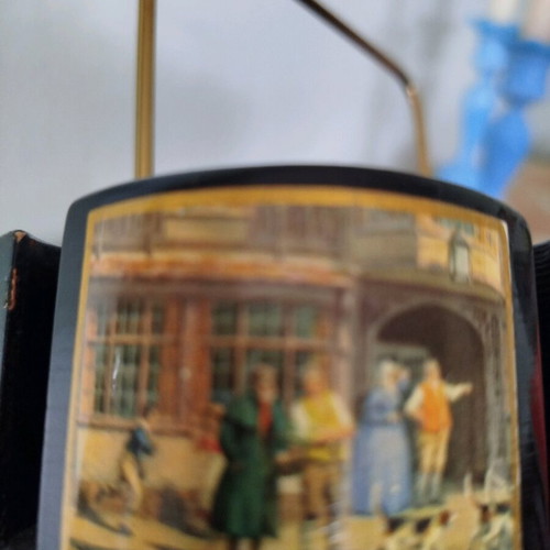 Vintage card and chip holder used, Italian 1960 lacquered wood