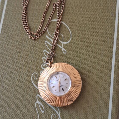 Retro Chaika Gold Plei Women's Winding Necklace Watch like new