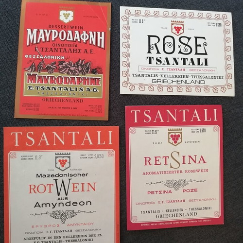 Wine promotional labels used, set of 4