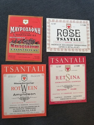 Wine promotional labels used, set of 4