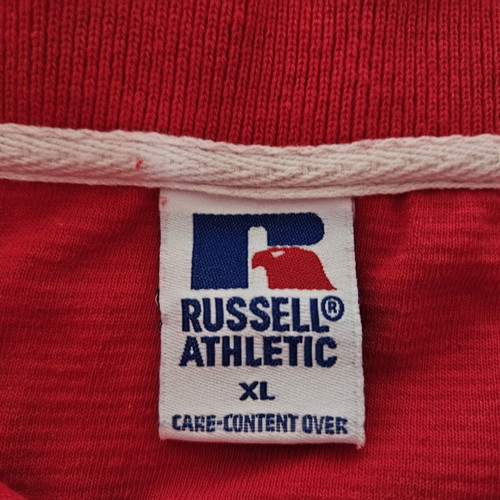 Russell Athletic vintage quarter-zip polo T-shirt, XL, red