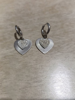Silver heart earrings with clips new, surgical steel hypoallergenic