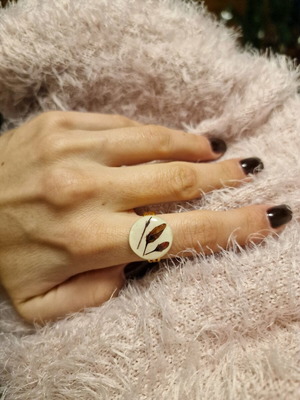 Ring with liquid glass new, handmade