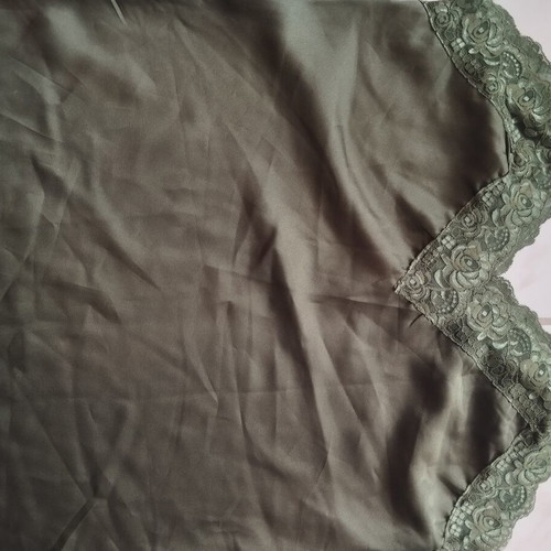 Satin khaki green blouse M like new