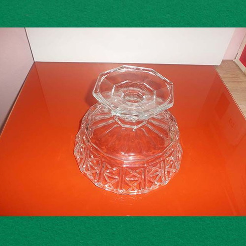 Crystal vintage fruit bowl with decoration FIDENZA IDEE IN VETRO height 15 and diameter 22 cm
