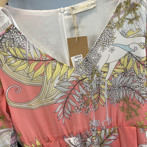 Dress new, colorful, airy with lace sleeve edges, sizes M/L