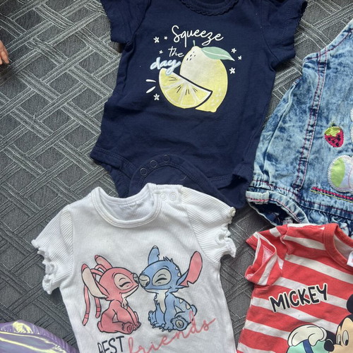 Baby Clothes set size 62 like new, denim dress and cotton bodysuits