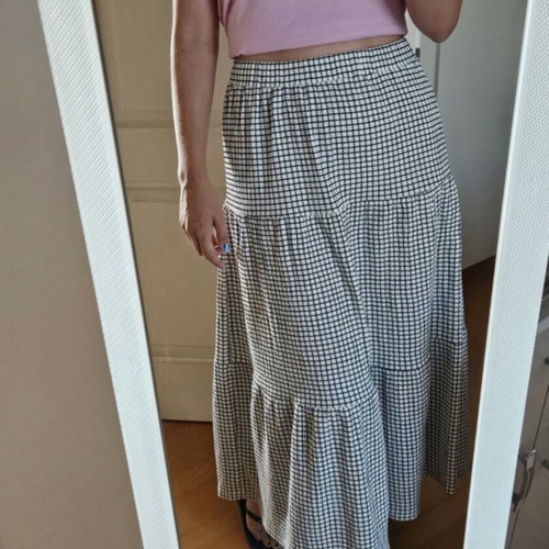 YAS black and white checkered skirt, L