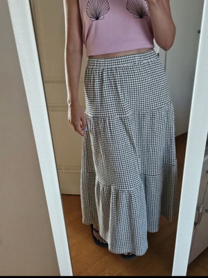 YAS black and white checkered skirt, L