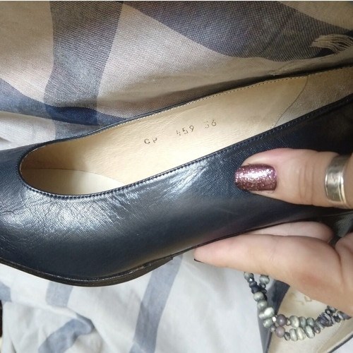 Scarpa Optimal leather high heels new, navy blue