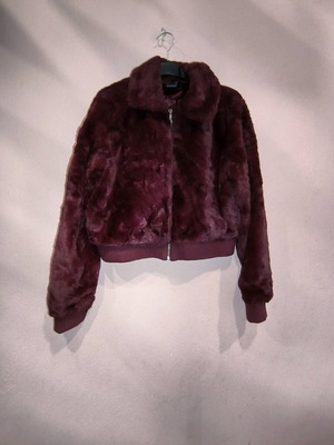 Forever21 fur bomber jacket red like new