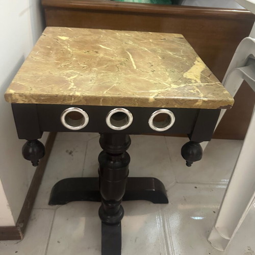 Marble coffee table used, square 38x38 cm, height 50 cm
