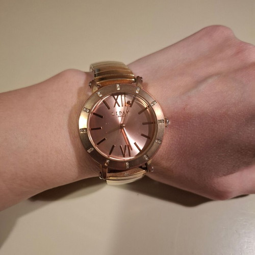 Lipsy London women's watch used, rose gold with crystals and elastic bracelet