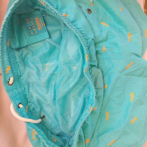 Pull & Bear men's swim shorts medium, turquoise and orange