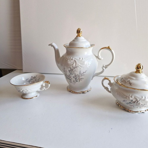 Walbrzych Poland collectible set, 3 pieces, cup, sugar bowl, teapot used