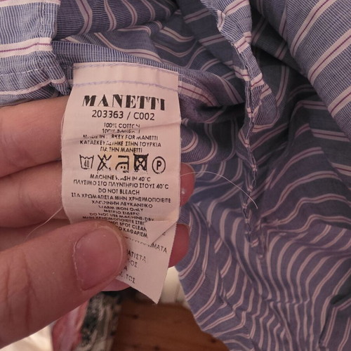 Manetti men's striped shirt, size L, white and blue