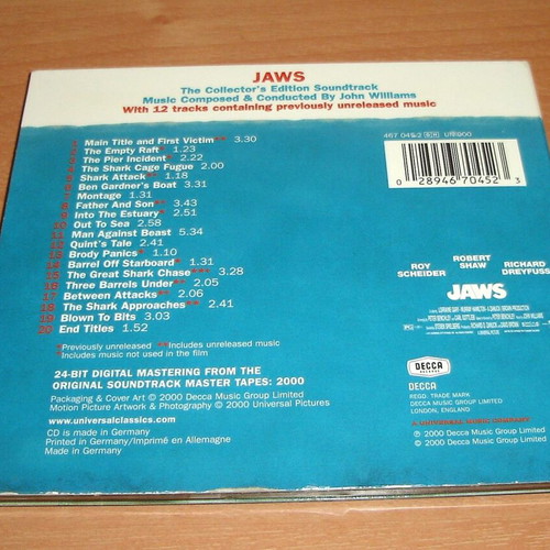 Jaws CD μεταχειρισμένο, soundtrack John Williams