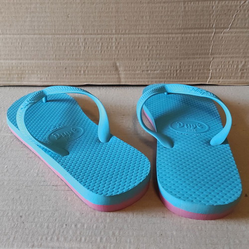 Dupe flip flops new unisex size 41/2 blue with fuchsia sole