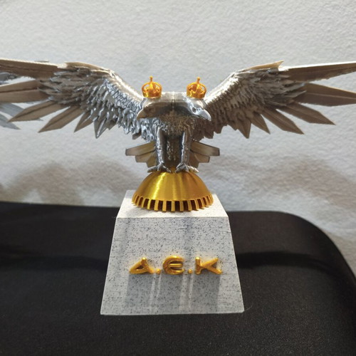 AEK 3D printed double-headed eagle figurine, silver and gold