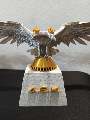 AEK 3D printed double-headed eagle figurine, silver and gold